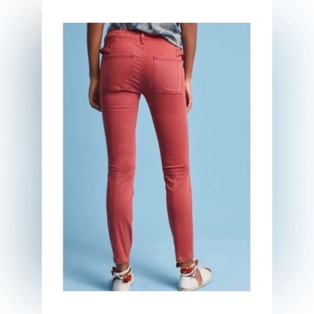 Anthropologie Hei Hei Red Rust Slim Skinny Utility Pocket Cargo Pants